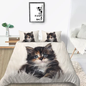 Mačka Série posteľná bielizeň Nastaviť Jeden Pohodlné Tvorivé 3D Perinu Kráľ, Kráľovná Twin Plný jednoduché Dvojité Jedinečný Dizajn Posteľ Nastaviť