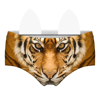 Divoký Tiger Roztomilý 3D Tlač Uši Ženy Bielizeň Zaujímavé Nohavičky Pre Lady Hot Sexy Ženské spodné Prádlo, Nohavičky Tangá