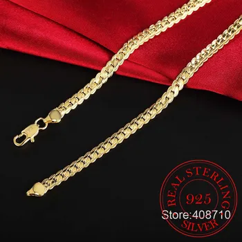 2019 Nové 5mm Fashion Reťazca 925 Sterling Silver Náhrdelník Prívesok Mužov Šperky Hot Predaj Plný Strane Náhrdelník