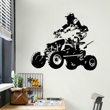 Šport Wall Art Chlapci Izba Stenu Odtlačkový ATV Racing Rider Samolepky Freestyle Motocross Dizajn Spálňa Decor Art Tapety LL457