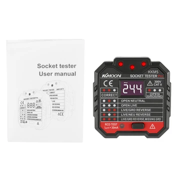 UK 30mA Zásuvky Tester Digitálny Displej Zásuvka Detektor Prenosné Okruhu Polarita Napätie Tester elektrickej siete Istič Finder RCD Test