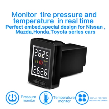 Auto monitorovanie tlaku v pneumatikách Tlak vzduchu v Pneumatikách Systém Monitorovania LCD Displej Automatické pneumatiky Alarm pre Toyota, Honda, Nissan Mazda s 4 senzory
