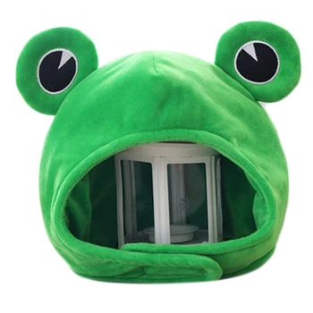 Zábavné Veľké Žabie Oči Cartoon Plyšové Klobúk Hračka Zelenej Pokrývky Hlavy Spp Kostým