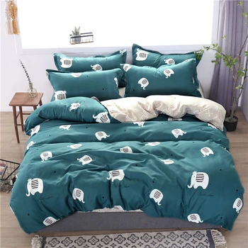 Bytový Textil Luxusná posteľná bielizeň Nastaviť Cartoon Slona, Jeden Kráľovná King Bed 4pcs Perinu Koberčeky Prikrývky Obliečky na Vankúš