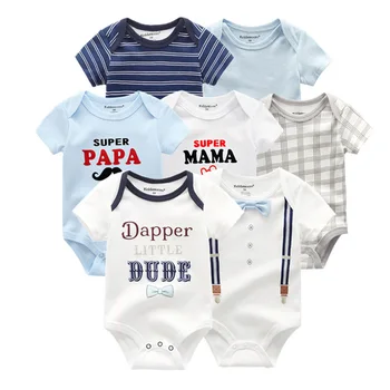 2019 Dieťa Romper 7PCS/Veľa Bavlna Unisex Dieťa Dievča Oblečenie 0-12M Newbron Detské Oblečenie Krátky Rukáv Baby Boy Šaty Roupa de bebe