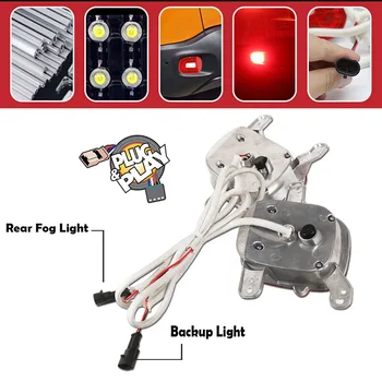 IJDM 3D Optický Červená LED Zadný Nárazník Reflektory, Zadné Hmlové koncových Svetiel s Bielymi Zálohovanie Chodu Svetlá Pre-2019 Jeep Renegade