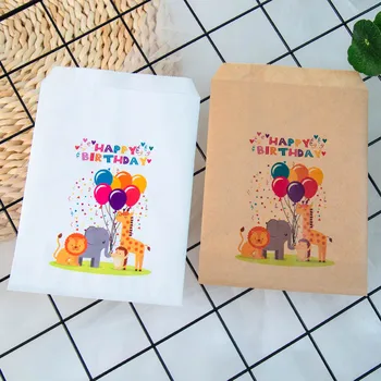 25pcs kraft papier happy birthday treat prospech tašky pre Deti narodeninovej párty dekorácie, cukrovinky, popcorn formou bufetu, darček taška