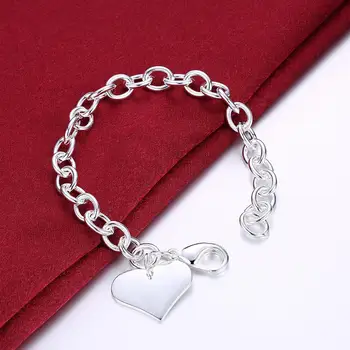 Hot Predaj 925 Strieborné Šperky, Prívesok Srdce Reťazca Náramok pre Ženy Klasický Strieborný Náramok Jemné Šperky