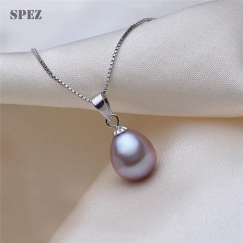 Strieborný prívesok perla náhrdelníky pre ženy, skutočné 925 vysokej kvality mincový striebro šperky prírodné sladkovodné perly 8-9mm SPEZ