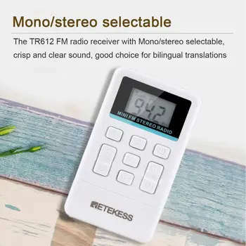Retekess TR612 Prenosné, FM Rádio, Vreckový Rádio Prijímač s 3,5 mm Slúchadlá pre Veľké Stretnutie Simultánne Tlmočenie
