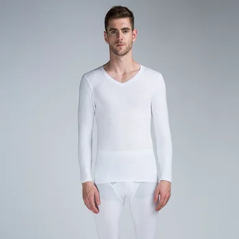 2018 nové Long johns mužov modálne tenká tepelná bielizeň V krku pružné telo frézovanie Ázijské veľkosť XL až 6XL