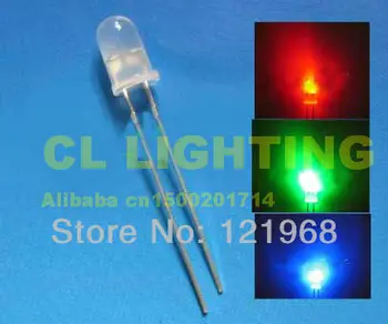 100ks doprava zadarmo Kolo 5 mm RGB Farbu meniace led dióda 3.0-3.5 V Mliečnej Rozptýleného dip LED lampou(CE&Rosh)