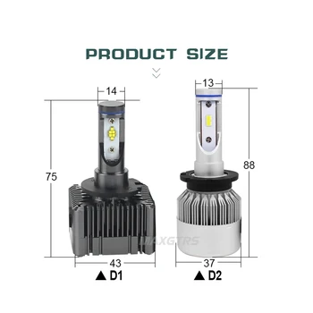 2x Plug & Play D1 D2 D3 D4 S R 72W Auto LED Reflektor na prestavbu 7600LM 6000K LED Lampa Výmenu Žiarovky, Svetlomety