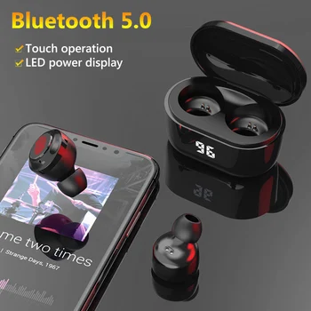 350mAh Slúchadlá A6 TWS Mini Bezdrôtová 5.0 HiFi Stereo Slúchadlá s Digitálnym Charge Box pre iOS Android Hluku Zrušiť