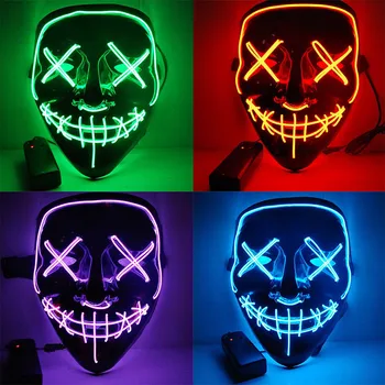Svetelný Maska TikTok Svietiace Led Disco Halloween Klaun Horor V Liste Grimasa Flash Detí Plnú Tvár Rekvizity