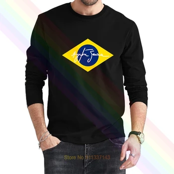 Ayrton Senna Brazília Legenda Logom Klasické Čierne Tričko 2021 Najnovšie Letné pánske Dlhý Rukáv Populárne Tees Tričko Topy Román Unisex