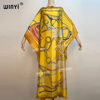 Kuvajt Módne Blogger Odporúčame Populárne vytlačené Hodvábny Župan Maxi šaty Voľné Letné Beach BohemianWINYI dlhé šaty pre lady