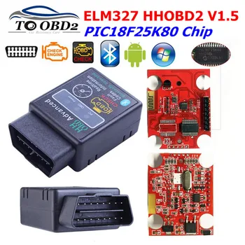 ELM327 V1.5 Bluetooth HH OBD2 S PIC18F25K80 Čip ELM 327 HHOBD2 Auto Diagnostický Scanner ELM327 podpora Multi-Jazyky