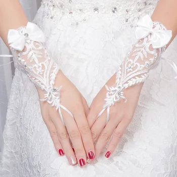 Čipky Umelých perál, Svadobné rukavice Nevesta Svadobné rukavice svadobných doplnkov guantes novia gants mariage