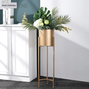 Podlahy typ Nordic Light luxusný zlatý kvet rack ornament elektrostatické striekacie maľovanie tvorivé kovová váza, obývacia izba fl