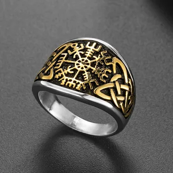 Z nehrdzavejúcej Ocele Viking Valknut Pirát Kompas Text Symbol Krúžok Nordic Rune Odin Symbol Amulet Keltský Uzol Prstene, Šperky pre Človeka