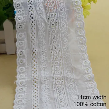 10yards 11 cm biela bavlna výšivky, čipky francúzskej čipky stuhou textílie guipure diy trim osnovné pletenie šitie Príslušenstvo#3761