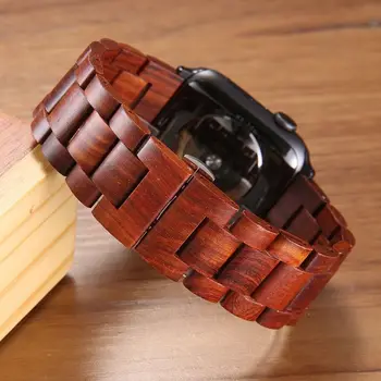 Drevo popruh pre Apple hodinky pásmo 5 4 44 mm 40 mm iWatch 3 kapela 42mm 38 mm náramok Prírodné Červené santalové drevo+Nehrdzavejúcej ocele watchband