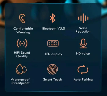 Bluetooth 5.0 Slúchadlá 2200mAh Plnenie Box Bezdrôtové Slúchadlá 9D Stereo Športové Vodotesné Slúchadlá Slúchadlá S Mikrofónom