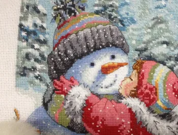 Kiss Snehuliak Počíta Cross Stitch cartoon zime sneh 11CT 14CT 18CT DMC farebná bavlna, hodváb Súpravy Výšivky, Výšivky plus