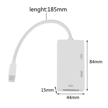 3 v 1 Thunderbolt Port Mini Displayport, HDMI, DVI, VGA Displej Port, Kábel Adaptéra pre Macbook Air, iMac, Microsoft Surface Pro