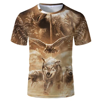 Hot Predaj pánske T-shirts 3D Vytlačené Populárne Top Vlk Vzor T Shirt Vlk Tričká pánske Krátke Rukáv Osobné Chlapca Topy