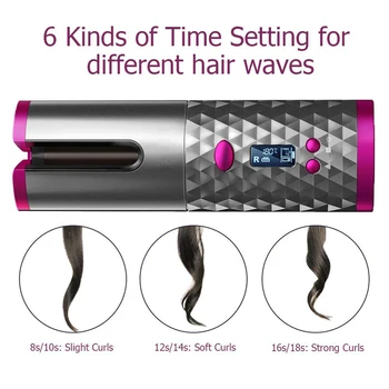 Dropshipping Prenosných Bezdrôtových Automatické kulma na Vlasy Curler LCD Kučeravé Vlasy Navi Bezdrôtový Vlasy Styler