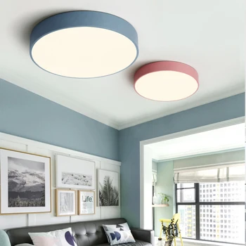 LED Stropné svietidlo Moderného Kolo 5cm Super Tenký lampa Obývacej Izby, Spálne, Kuchyne, Povrchová Montáž Flush Panel Diaľkové Ovládanie Macaroon