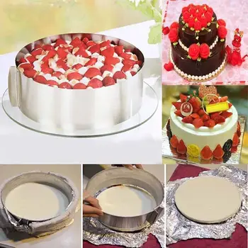 16-30 cm Nastaviteľné Nerezový Fondant Tortu Formy Fréza Pečenie Kolo Mousse Krúžok Tortu Formy Kuchyňa Cake Zdobenie Nástroj
