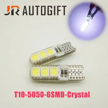 50PCS 194 168 158 LED Žiarovky, Super Svetlé 6000K Dome Crystal T10 5050 6SMD 12V 24V