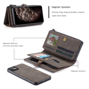 CaseMe multi-function mobilná peňaženka integrované kožené puzdro pre iPhone11,11Pro,11Promax telefóny prípade sa môže uskutočniť v hotovosti kreditnou kartou