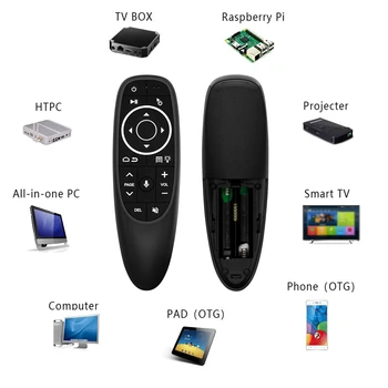 Hlas Vzduchu Myš s Bezdrôtovou Mikrofón Diaľkové Ovládanie s IR Vzdelávania Gyroskop, LED Podsvietený pre Android Box