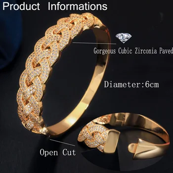 Pera Cubic Zirconia Ženy Zlaté Šperky Veľký Vyhlásenie Široký Náramok Náramok Prsteň pre Luxusné Svadobné Kostýmy Príslušenstvo Z054