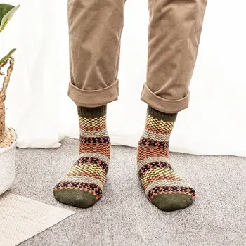 5 Párov Mens Vlna Cashmere Ponožky Teplé Zimné Hrubé Business Vintage Pohodlné Dropshipping