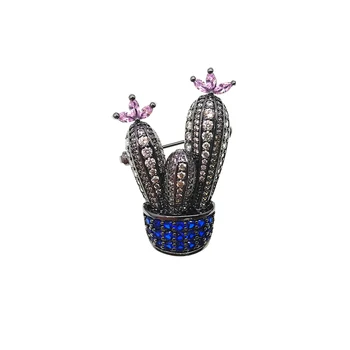Vanssey Vintage Rastlina, Kvet Listový Kaktus Cubic Zirconia Mosadz Kolo Brošňa Pin Príslušenstvo pre Ženy 2020 Nové