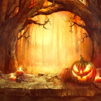 Laeacco Halloween Pozadia Pre Fotografovanie Tekvica Bat Hrad Bodky Tmavé Drevené Dosky Dieťa Foto Pozadia Photo Studio