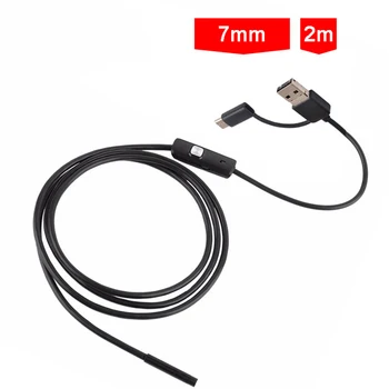 7mm 3 v 1 Mini Endoskopu Fotoaparát, 6 LED Vodotesný Borescope Inšpekčnej Kamery USB Endoskop Videokamier pre Android Smartphone