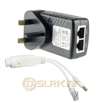 DSLRKIT PoE Injektor Splitter Auta na 12V DC IP CCTV Kamery Non-PoE Napájanie Cez Ethernet