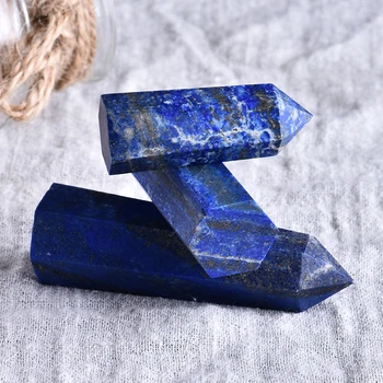 1PC Prírodné lapis lazuli hexagon Crystal Bod Minerálne Ornament energesis Uzdravenie Prútik Rodinný dom Dekorácie DIY Darček