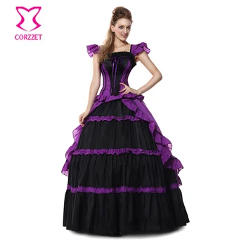 Lolita Čiernej A Fialovej Prehrabať Gotický Victorian Kráľovná Dlhé Šaty plesové Šaty, Cosplay Kostým Princezná Halloween Kostýmy pre Ženy