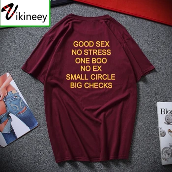 Vtipné Dobrý Sex Bez Stresu Jeden Boo Č. Ex Malý Kruh Veľký Kontroly Tričko List Tlač Tričko Späť EÚ Size Bavlna Tričko