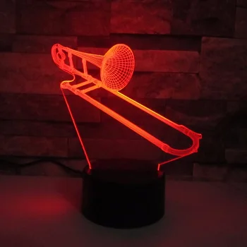 Pozauna 3D Lampa LED Nith Svetlo 7 Farieb Zmeniť Senzor Hudobné Nástroje Stolná Lampa Krytý Domov Miestnosti Dekorácie Najlepšie Dieťa Darček