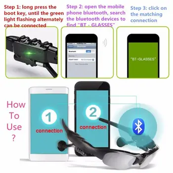 K Prenosné Slnečné Okuliare Smart Headset Outdoorové Športy Strane Free Volanie Hudby, Bluetooth 4.0, Slúchadlá Okuliare S Micphone