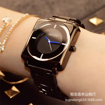 Fahon GUOU náramkové hodinky Značky Quartz hodinky High-grade Ženy Sledovať Rose Gold Black Nehrdzavejúcej Ocele Joker Námestie Jednoduchého Luxusu