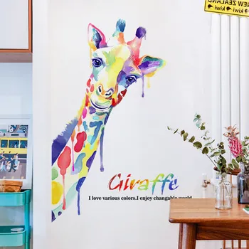 DIY Umelecké Žirafa Dvere Samolepky PVC Nálepky na Stenu Zvierat Kreatívne Maľby na Obývacia Izba, Spálňa Wall Art Plagát